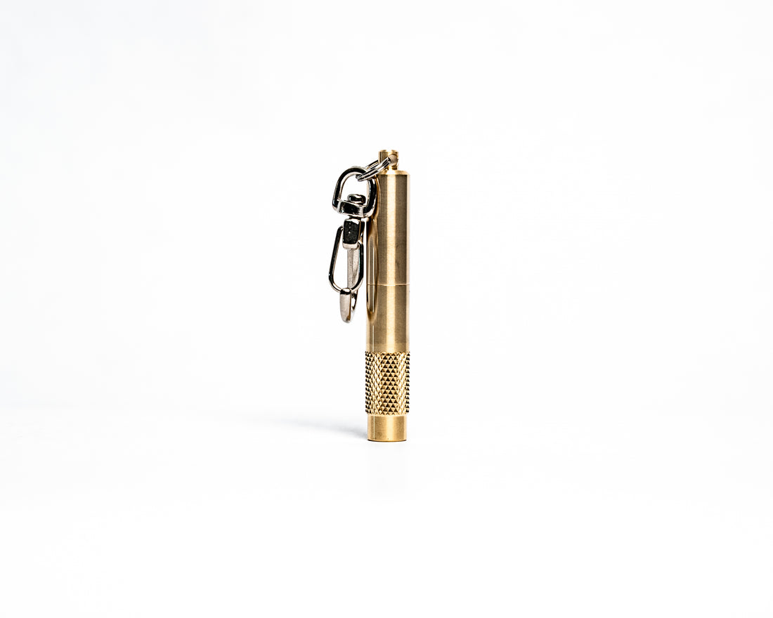 Front view of brass screwdriver keychain 